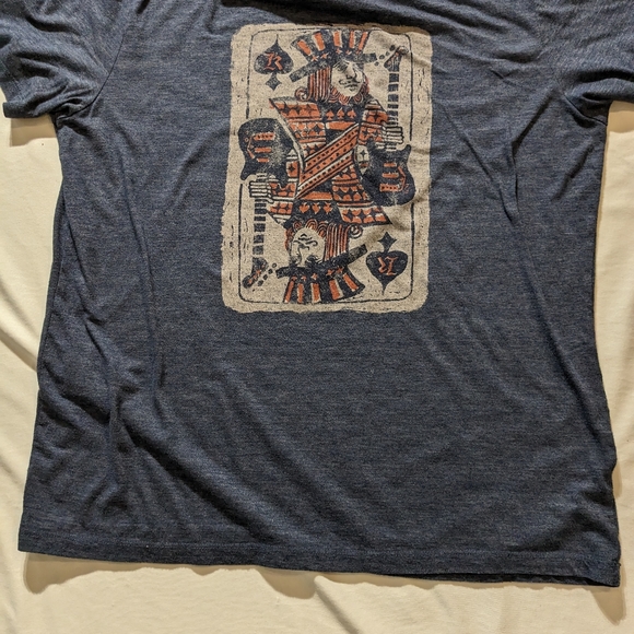 Lucky Brand Blue Good Luck and Good Fortune Joker Card Shirt, Size L - Picture 6 of 11